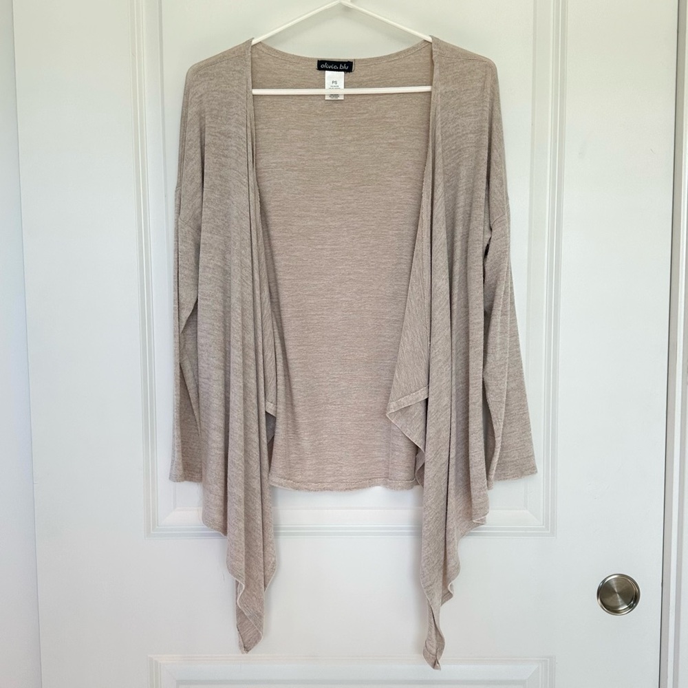 Olivia Blu Beige Drapy Cardigan